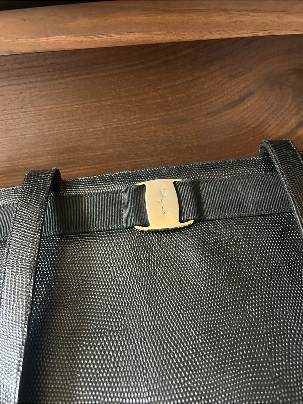 Salvatore Ferragamo Black Tote with Gold Buckle - Picture 2 of 15